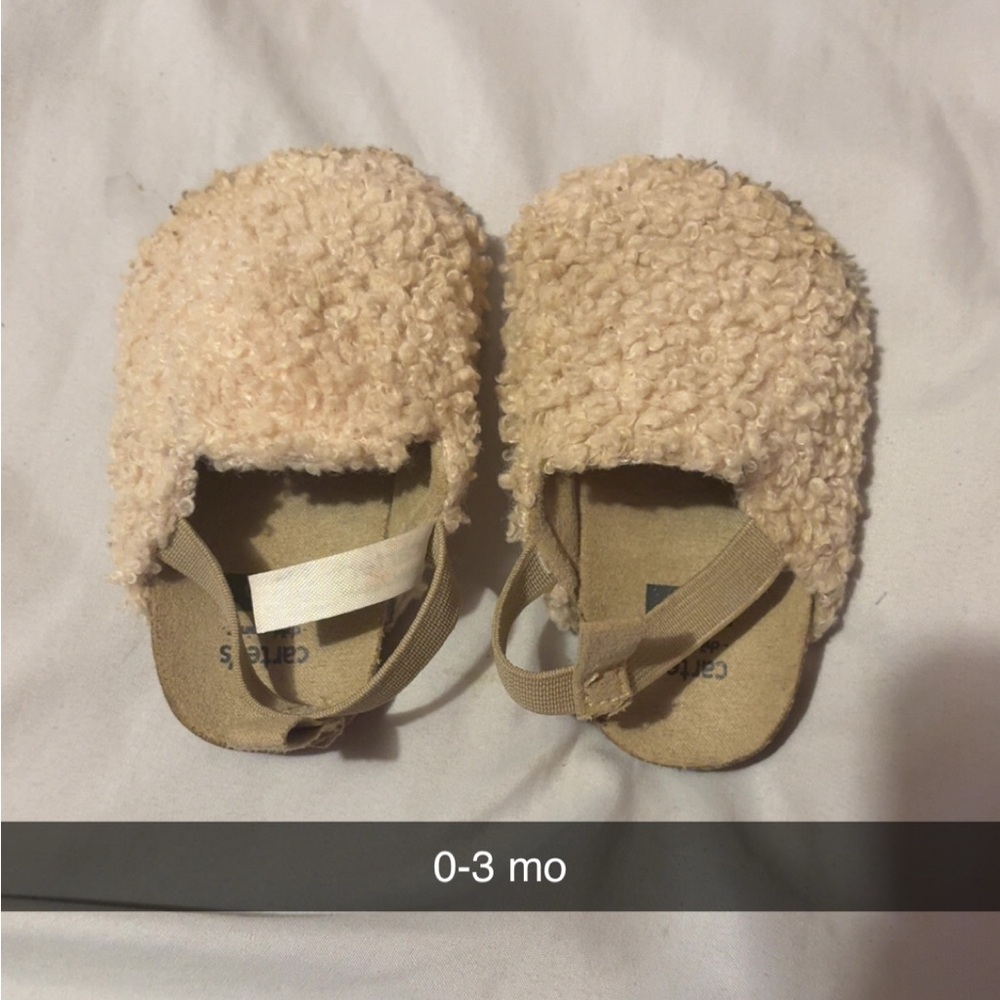 Carter's Tan Fuzzy Baby Slippers